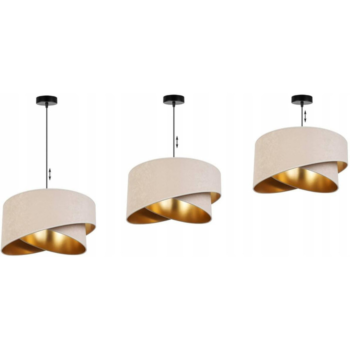 Світильник підвісний Light-Home Milan Elegant, дизайнерський металевий з велюровим абажуром, сучасна люстра для вітальні, спальні, їдальні, 1 лампа, бежевий і сірий