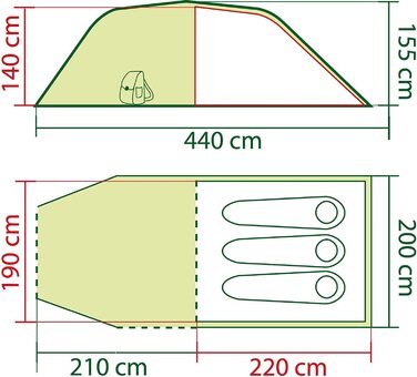 Намет Coleman Coastline 3 Plus для 3 осіб, тунельний, легкий, з тамбуром і вікнами, водонепроникний 3000 мм