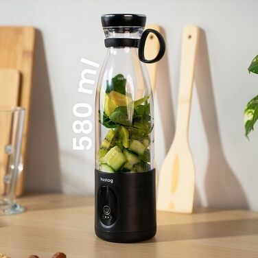 Блендер для смузі Philips Blend & Go 500W з пляшкою 600 мл, чорний - професійний блендер для коктейлів та протеїнових напоїв