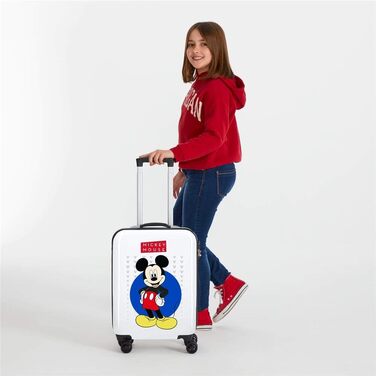Дитяча валіза Disney Mickey, біла, 40x55x20 см, ABS, кодовий замок, 34 л, 2,8 кг, 4 колеса, ручна поклажа