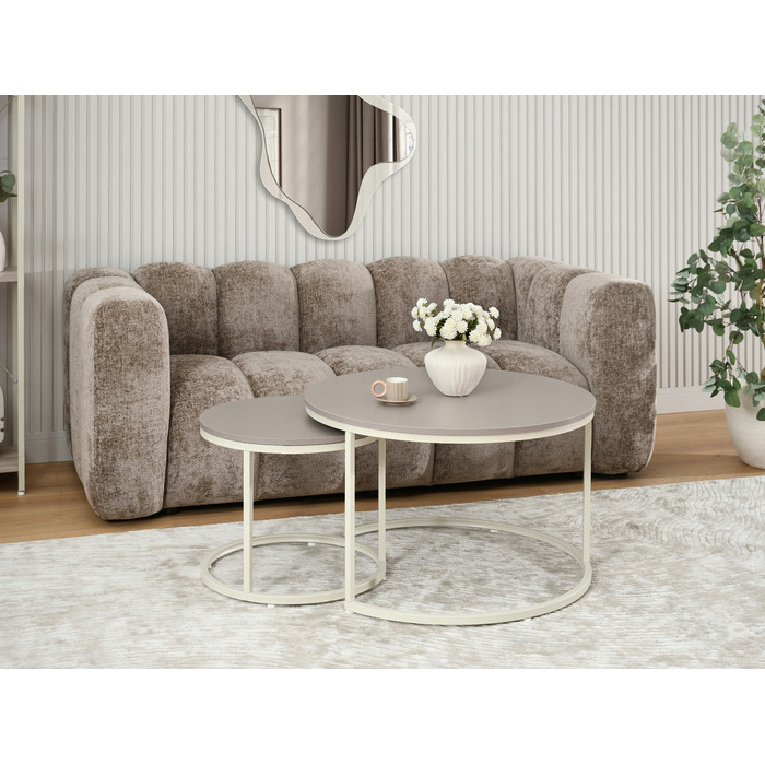 Круглий кавовий столик Mebel-Partner, 80 x 80 x 48,5 см, кремовий, відтінки бежевого