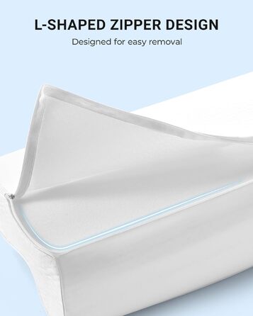 Подушка ортопедична з піни Memory Foam Elviros, регульована, для сну на боку та спині, знімний дихаючий чохол (біла)