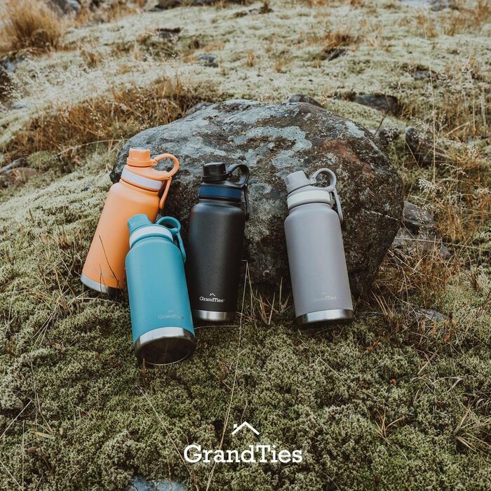 Термопляшка GRANDTIES 946ml з широким горлом та двома кришками, білий колір, для чоловіків та жінок