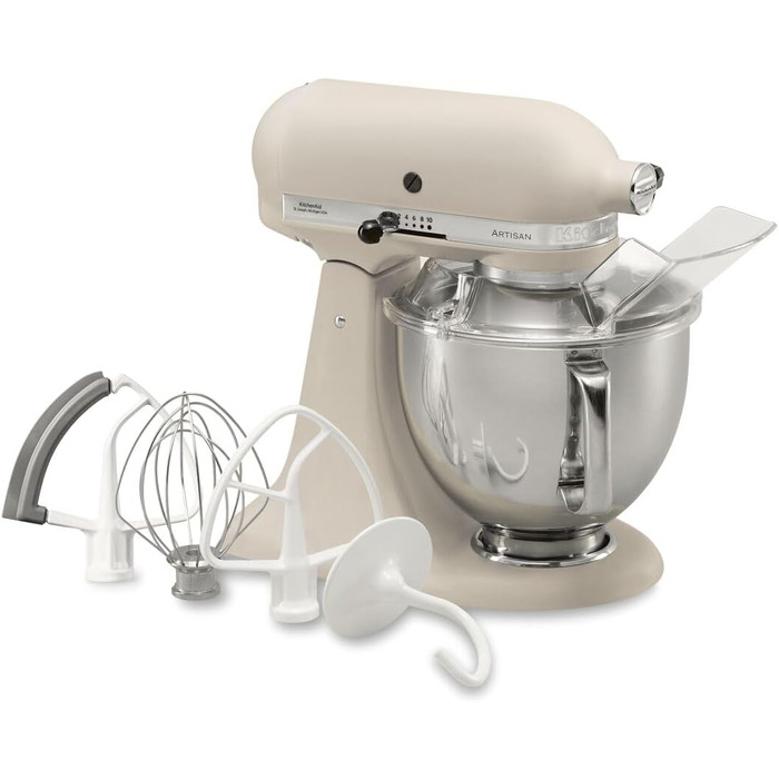 Кухонна машина KitchenAid Artisan: планетарний міксер з нахильною головою, 2 чаші з нержавіючої сталі по 4.8 л та набором із 5 аксесуарів