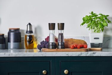 Набір ручних млинків для солі та перцю Cole & Mason Derwent Precision+, нержавіюча сталь та акрил, Gunmetal Grey (темне дерево), 190 мм, 2 шт.