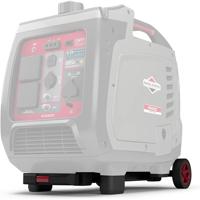 Інверторний бензиновий генератор Briggs & Stratton PowerSmart P2400 (2400 Вт / 1800 Вт), ультратихий, легкий, 230 В, сіро-червоний (з комплектом коліс)