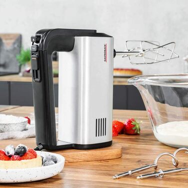 Ручний міксер GASTROBACK 40983 Design Pro, 500 Вт, 5 швидкостей, турборежим, алюмінієвий корпус, сріблясто-чорний