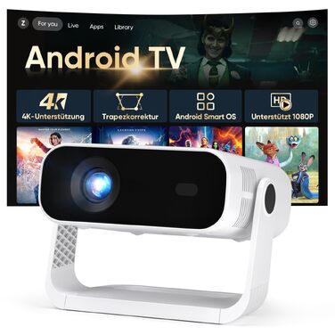 Smart міні-проектор Neuer 4K Android 14 WiFi6 BT5.2 для дому та мобільного використання (Чорний)