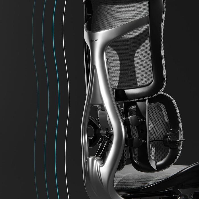 Офісне крісло Diablo Brave V-Kinetic, ергономічне, з підставкою для ніг, 5D підлокітниками, сітчастою спинкою, підтримкою попереку, регульоване, до 120 кг, чорне, 126x70x70 см