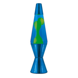 Лава-лампа Lava Lampe 2103 (36.8 см): білий віск, синя рідина, срібляста основа та кришка — оригінальний нічник для створення атмосфери