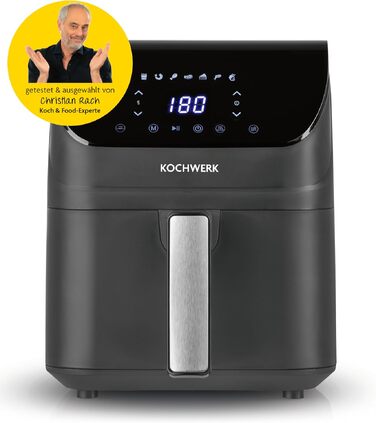 Аерофритюрниця Rachs KOCHWERK Vario-Doppelkammer 9 л з подвійною камерою, сенсорним керуванням та 8 програмами, 2700 Вт, Smart-Cook, сіра