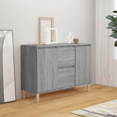 Комод vidaXL з 2 шухлядами і 2 дверцятами, сіро-дубовий Sonoma, 103,5x35x70 см, деревостружкова плита, багатофункціональна тумба для вітальні чи спальні