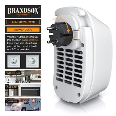 Керамічний обігрівач Brandson з термостатом, цифровим дисплеєм та захистом від перегріву, 400Вт, для ванної та спальні