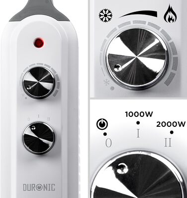 Електрообігрівач Duronic HV180 1800Вт з мікатермічним нагрівом, швидкий старт за 1 хвилину, енергоощадний, з термостатом для дому, офісу та спальні