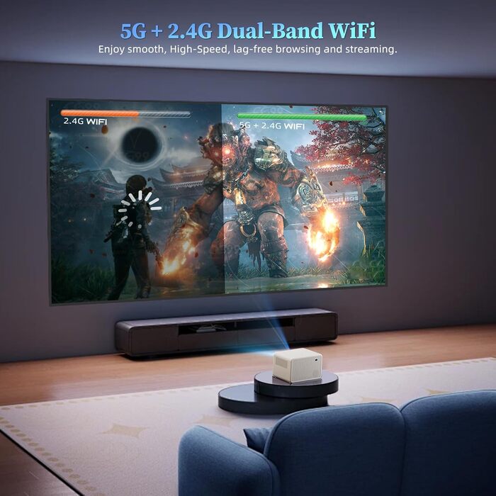 Проектор Smart Beamer WiFi для домашнього кіно, 16000 Люмен Full HD 1080P, електричний фокус, Zoom, Bluetooth, сумісний з iOS/Android/Fire Stick/Laptop/PS5