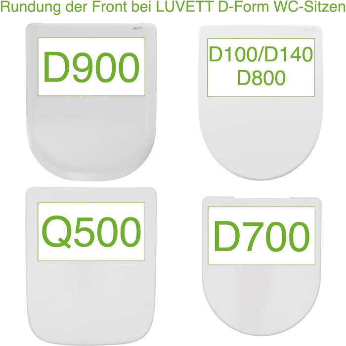 Унітазне сидіння LUVETT D900 D-форма, дюропласт, SoftClose, EasyClean, легкий монтаж, біле, вироблено в ЄС