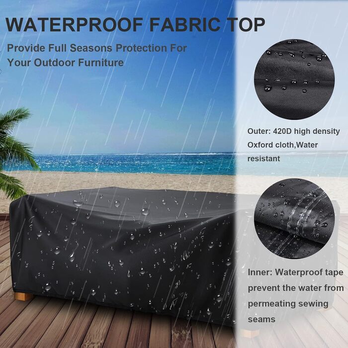 Водонепроникний чохол для садовой меблів RICHIE 170x95x70 см, Heavy Duty Oxford 420D, захист від УФ, для саду та патіо