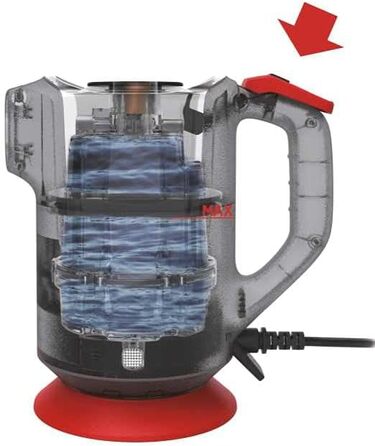 Парова швабра Hoover SGE1000 1000 Вт, сухий та вологий пар, для текстилю та твердих поверхонь, 4 бар, резервуар 0,37 л, 20 хв, 5 м кабель, червоно-титановий, з аксесуарами