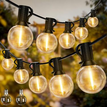 Гірлянда світлодіодна вулична 30м, 52 LED лампочки G40, пластик, водонепроникна, для саду, тераси, балкона