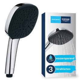 Душовий набір GROHE Vitalio 110: ручна лійка з 3 режимами струменя, шланг 1.5м та кріплення, економна (8 л/хв), хром, 26176001