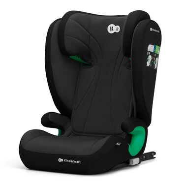 Дитяче автокрісло Kinderkraft JUNIOR FIX2 I-SIZE 15-36 кг, Isofix, регульована спинка і підголівник, група 2/3, 100-150 см, чорне