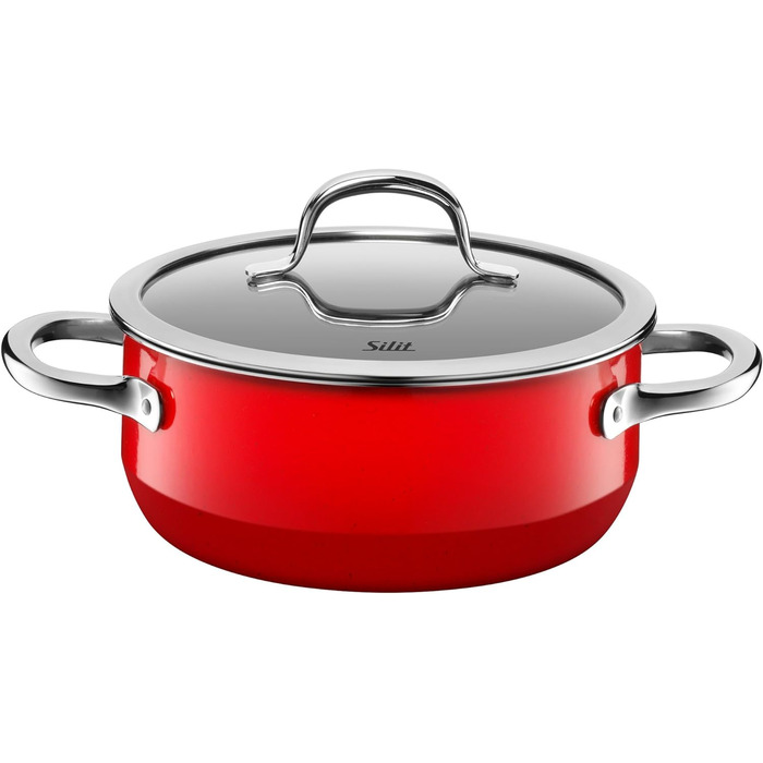 Набір каструль Silit Passion Red 4 предмети, силарганова кераміка, з жаровнею та скляними кришками, для індукції, червоний