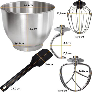 Кухонна машина Syntrox Germany Deluxe 1300 Вт, міксер і м’ясорубка 2-в-1, з аксесуарами, срібляста