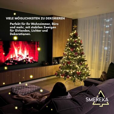 Штучна ялинка SMEREKA® Нордманна 180 см, густа, 3D-гілки (2155 кінчиків), реалістична, з металевою підставкою, Made in EU