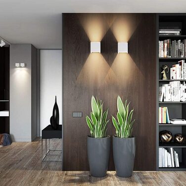 Комплект 2 світильників Klighten LED 12Вт для стін внутрішніх і зовнішніх, регульований світловий промінь, тепле біле світло 3000K, IP65, водонепроникні (білий колір)