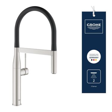 Змішувач кухонний GROHE Essence SuperSteel з висувним душем та магнітним кріпленням 30294000