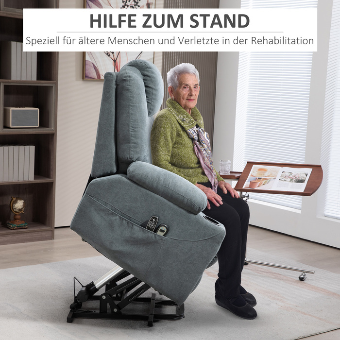 Масажне крісло HOMCOM Standing Aid, електричне, з 8 точками масажу, функція відкидання, функція підігріву, піна, 90x101x107см, темно-сірий