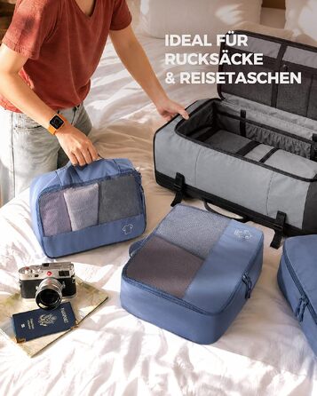 Набір органайзерів для валізи та рюкзака Packing Cubes, 8 предметів, сіро-блакитний
