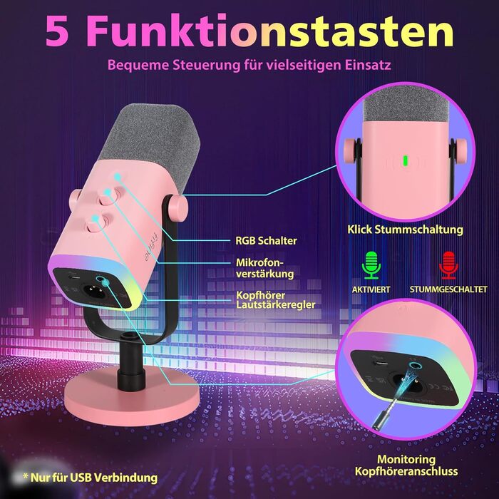 Динамічний мікрофон FIFINE USB XLR для стрімінгу, подкастів, студії, геймінгу, з кнопкою вимкнення звуку, сумісний з ПК, PS4/5, Mac, мікшерами та звуковими картами
