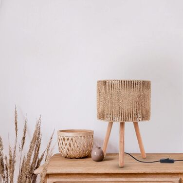 Настільна лампа Paco Home Boho з абажуром, натуральний колір, декор з ротангу, для спальні та робочого столу, E27
