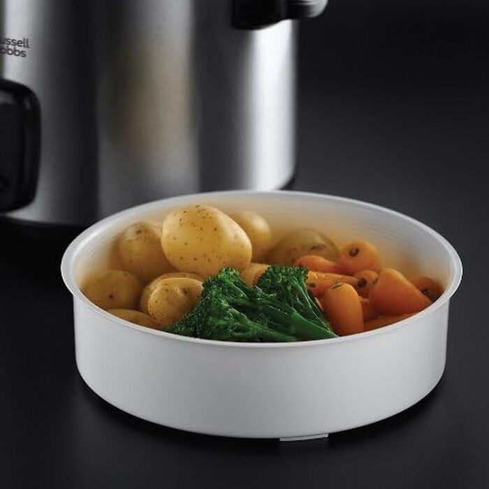 Рисівварка Russell Hobbs 1.8л з функцією пароварки, нержавіюча сталь, скляна кришка, антипригарне покриття, ложка та мірний стакан
