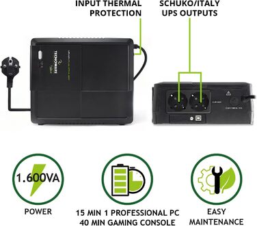 UPS Tecnoware ERA PLUS DC: Джерело безперебійного живлення для Wi-Fi та відеоспостереження, Powerbank 8800mAh, POE 24V/48V, захист від перепадів напруги та відключень до 240 хв