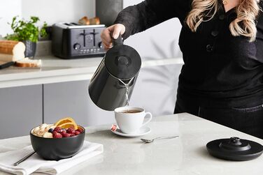 Розумний електрочайник Swan Alexa WIFI 1,5 л, чорний, сенсорний LED-екран, регулювання температури, підтримка тепла, ізольована сталева стінка, 1800 Вт, Euro-вилка