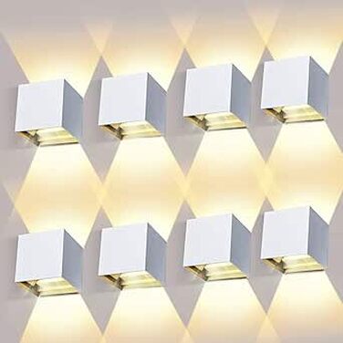 Набір LED настінних світильників ledmo (8 шт), 12W, теплий білий світло 2700-3000K, регульований напрямок світла (вгору/вниз), чорний матовий, IP65 вологозахищені для дому та вулиці