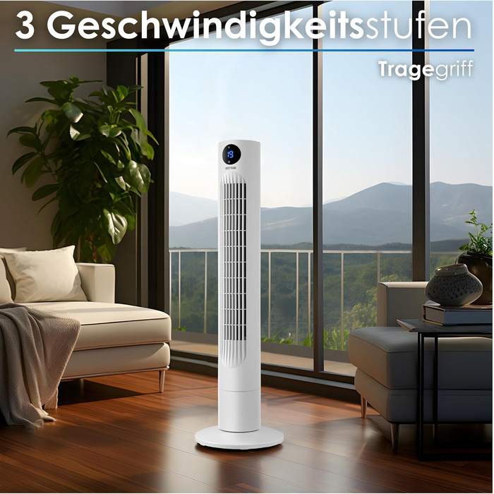 Вентилятор Tower Echo - тихий, з пультом, LED-дисплеєм та таймером 12 год