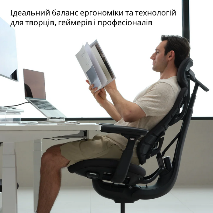 Крісло офісне ергономічне LiberNovo Omni Pro Graphite 48 см