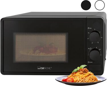 Мікрохвильова піч Clatronic MW 791, 20 л, 700 Вт, 6 режимів, підсвітка, таймер 30 хв, скляний піддон 24,5 см, чорна