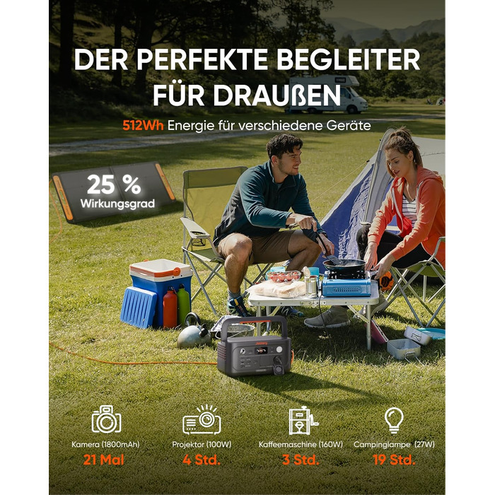 Портативна електростанція Jackery Explorer 500 V2, ємність 512 Wh, номінальна потужність 500 W, пікова потужність 1000 W