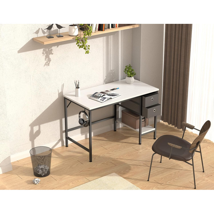 Письмовий стіл HOMIDEC 100x50x75 см, білий, дерев'яний, з 2 шухлядами для офісу, вітальні, дому