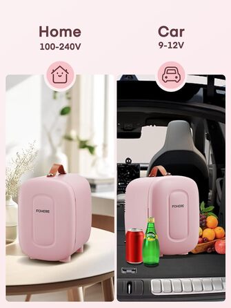 Міні холодильник FOHERE 5 літрів, USB живлення, 220V/12V, для напоїв та косметики, білий (рожевий)