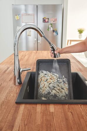 Змішувач кухонний GROHE Zedra з висувним душем, 3 режими, 360° поворотний, економія води, хром (32294002)