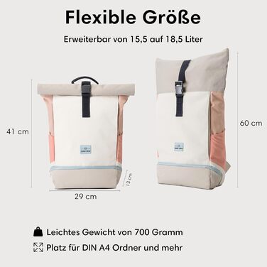 Рюкзак Johnny Urban Allen Medium 15L для жінок і чоловіків, водостійкий, з відділенням для ноутбука, для університету, велосипеда та бізнесу, екологічний, пісочний/рожевий