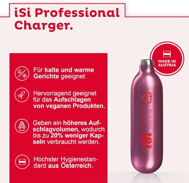 ISI Gourmet Whip набір для збивання вершків 0,5 л з 6 упаковками по 10 капсул і кришкою – сифоновий спрейер для вершків, супів, мусів та десертів, 100% нержавіюча сталь, вироблено в Австрії