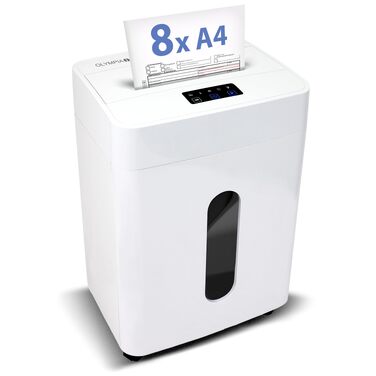 Шредер для паперу та кредитних карток Olympia MC 2508 S, знищення 10 аркушів, кошик 10 л, рівень секретності P4 (частки), білий