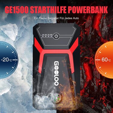 Пусковий пристрій GOOLOO A3 Jump Starter 1500A з компресором 150PSI та функцією Powerbank