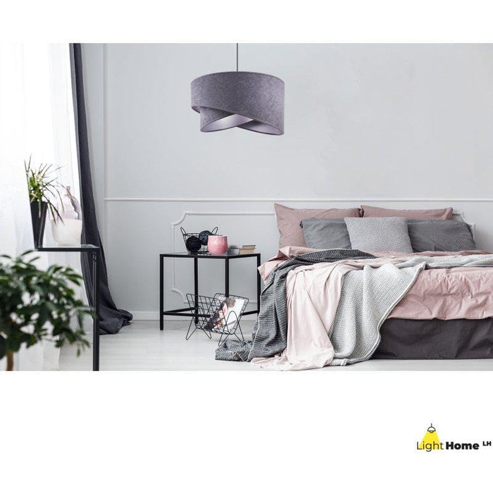 Підвісний світильник Light-Home Milan з абажуром з велюру, індустріальний стиль, темно-сірий і срібний, для вітальні, спальні та їдальні